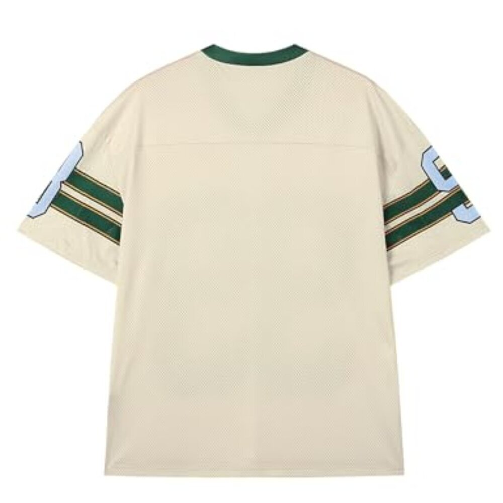 Oversized V-Neck Jersey T-Shirt Y2K Streetwear Graphic Tee Summer Fall - Picture 5 of 8
